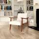 Zenvida Mid Century Modern Accent Armchair Solid Hardwood Upholstered - Ivory