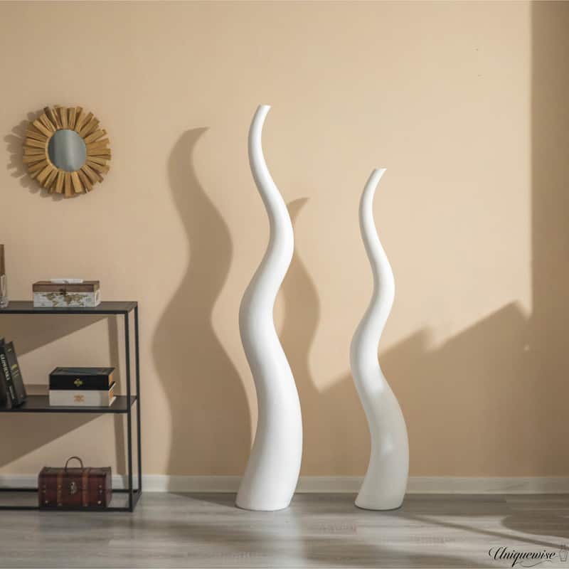 Tall Ceramic White Animal Horn Floor Vase Elegant for Entryway Dining Living Room Decor Statement Piece with Distinctive Antler