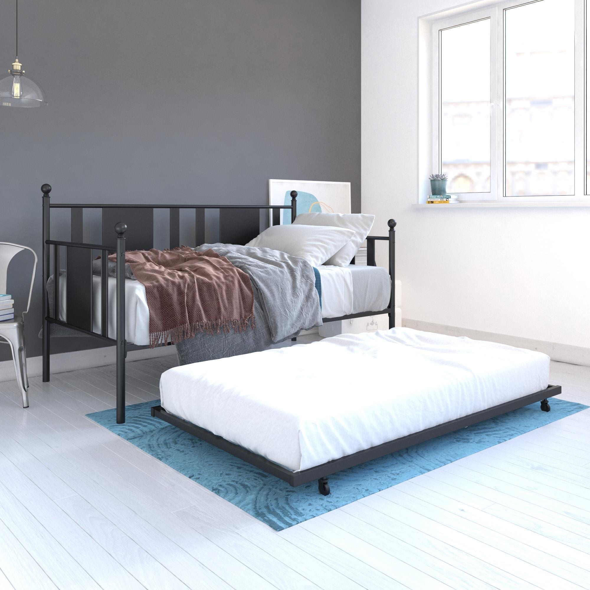 DHP Langham Black Metal Daybed with Trundle Bed Bath Beyond 20978732