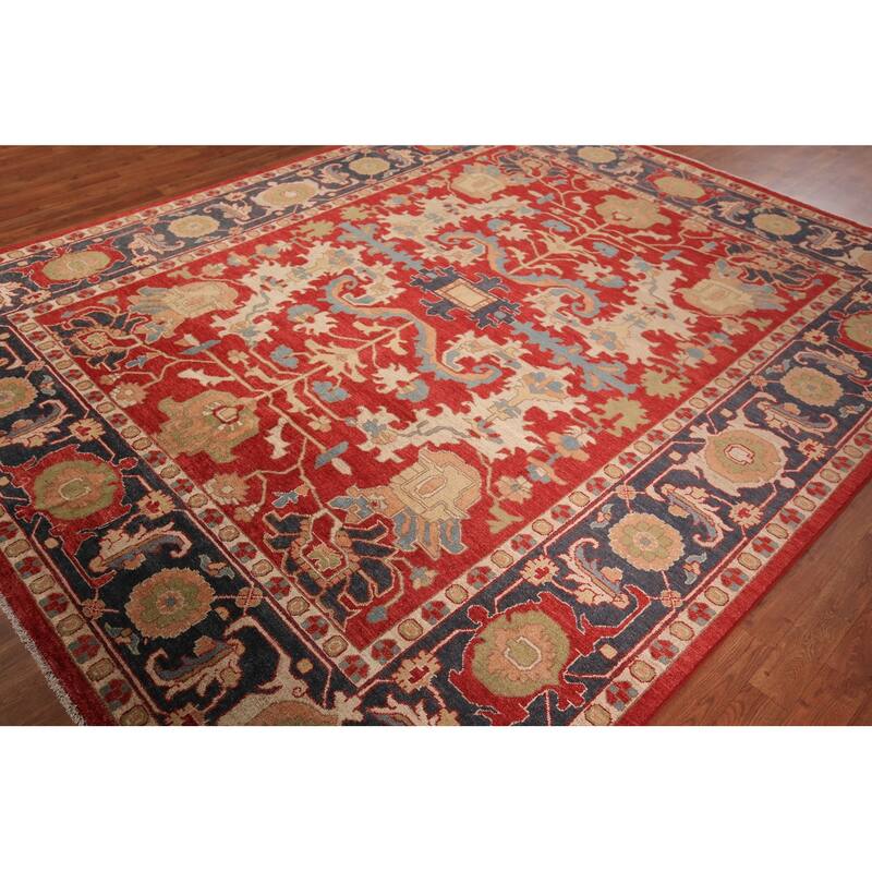 Vegetable Dye Red Ziegler Oriental Area Rug Hand-Knotted Wool Carpet - 8'0" x 9'10"