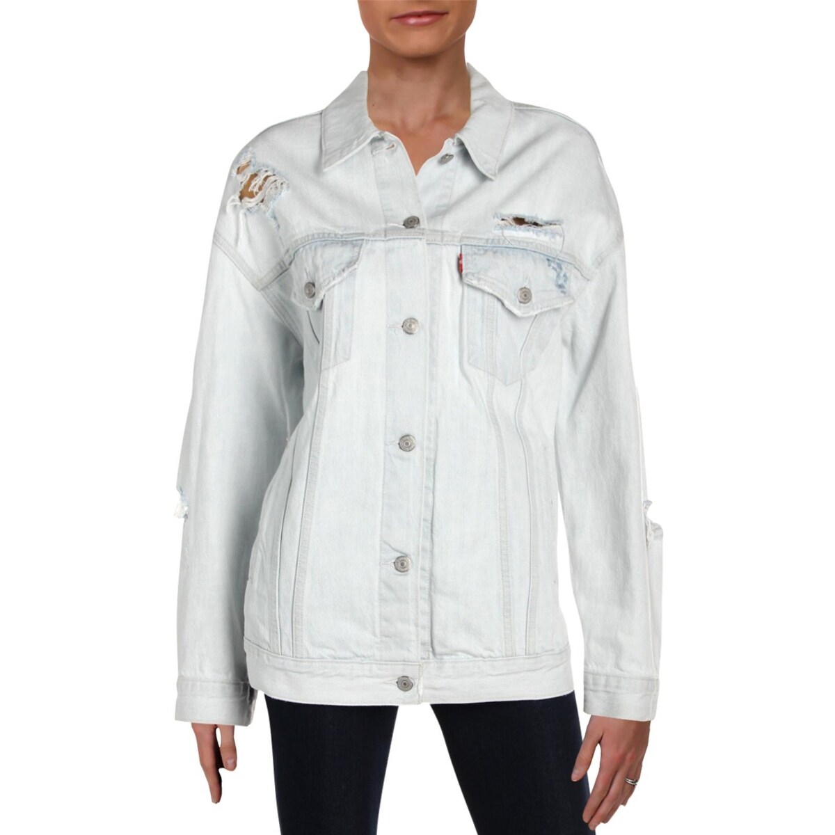 levi's women's baggy distressed trucker jacket