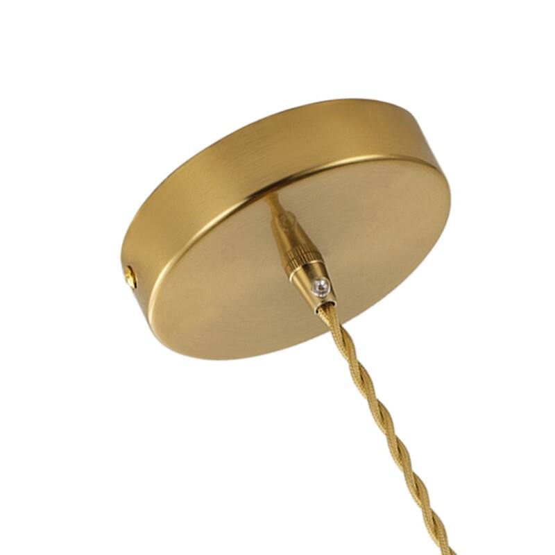 Modern 1 Light Gradient Amber Glass Pendant Light Electroplated Brass Ceiling Fixture