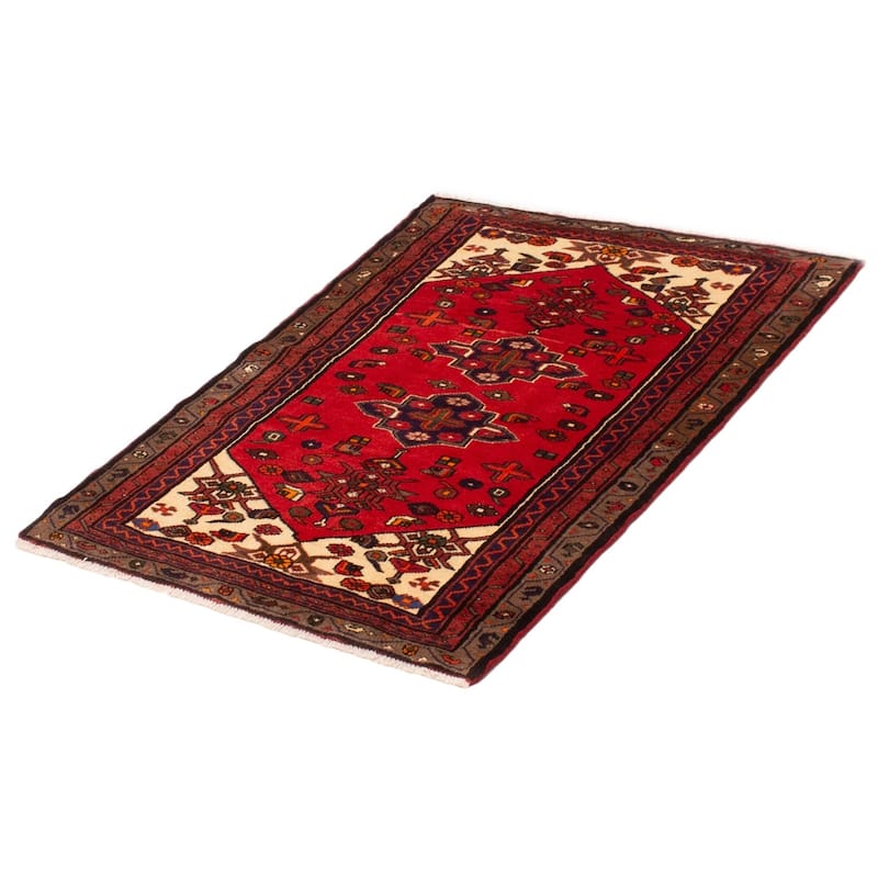 ECARPETGALLERY Hand-knotted Andelz Red Wool Rug - 3'4 x 4'7