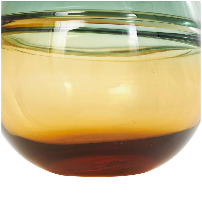 Green Glass Handmade Ombre Vase with Yellow Base