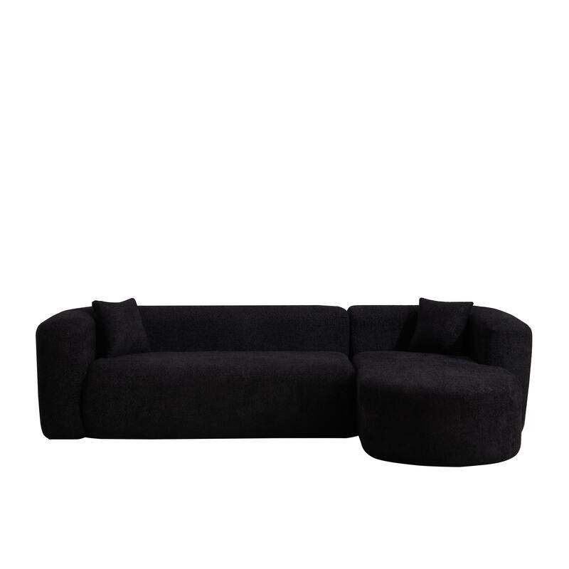 L-Shaped Modular Sectional Sofa, Comfy Chenille Boneless Cloud Couch, Corner Deep Seat Sofa with 2 Throw Pillows