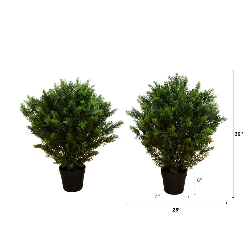 Potted Artificial Cedar Bush Tree - 3' - Set of 2