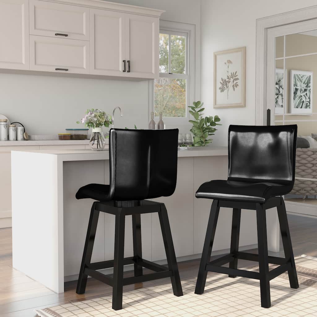 Hace Contemporary Black Swivel Counter Height Chairs (Set of 2) by Furniture of America