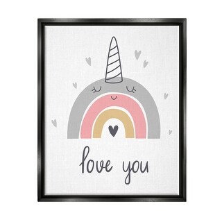 Stupell Love You Unicorn Rainbow Framed Floater Canvas Wall Art Design ...