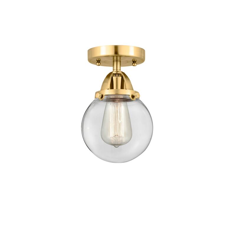Innovations Lighting Nouveau 2 Beacon - 1 Light 6" Semi-Flush Mount - Clear/Satin Gold