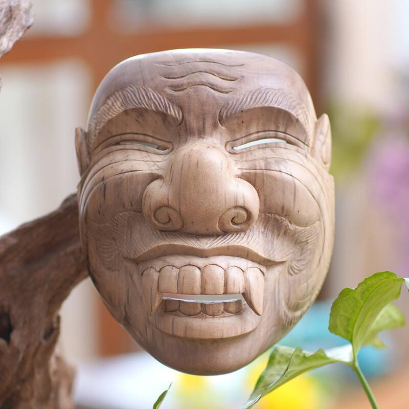Novica Handmade Sidakarya Wood Mask