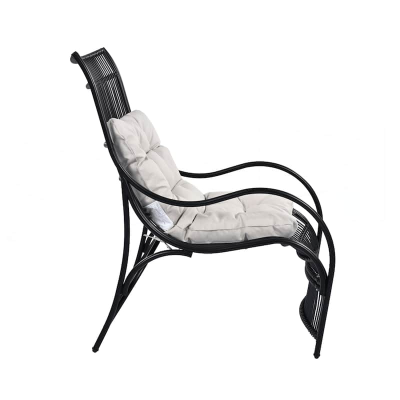 3 Pieces Wicker Outdoor Patio Furniture Set with Lounge Chair