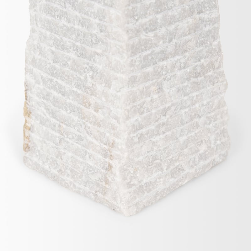Pyramis White Marble Obelisk Decorative Object (13")