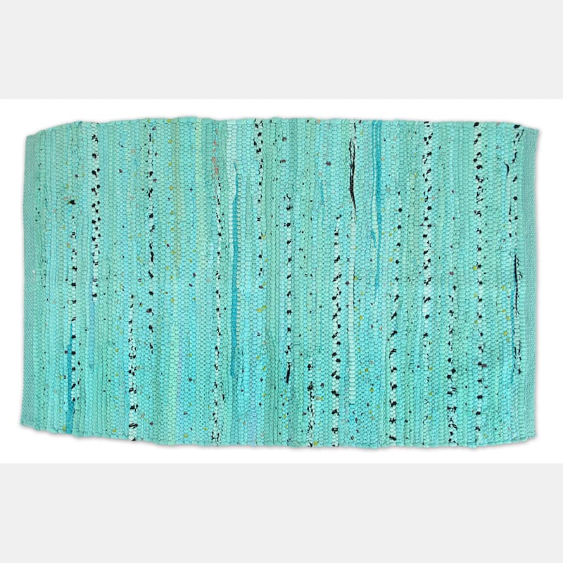 DII Recycled Fabric Striped Handmade Rag Rug - 19" x 32" - Aqua/Green