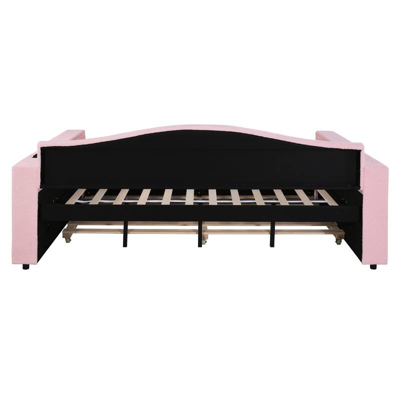 Upholstered Daybed with Storage Armrests,Trundle and Latest Integrated Bluetooth Audio System