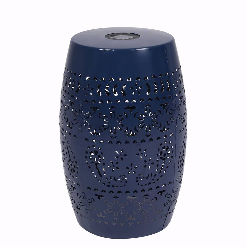 Solar-Powered Side Table with Light - Modern Iron Design, Garden & Patio Accent