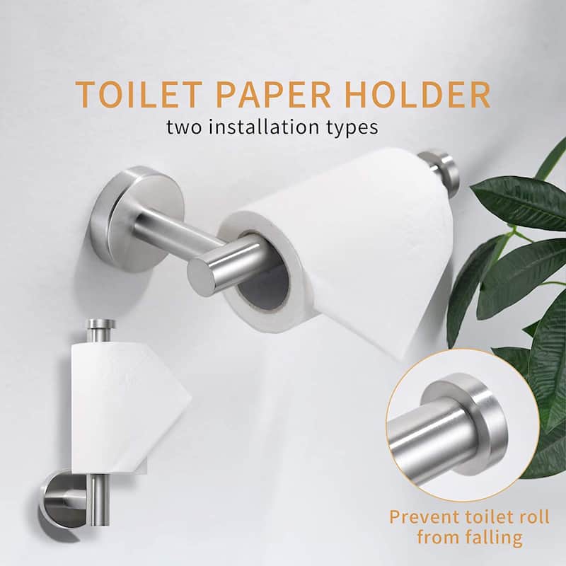 8-Piece Wall Mount Bathroom Hardware Set 23'' Bathroom Towel Bar Toilet Paper Holder Robe Hooks Stainless Steel Accessories Set