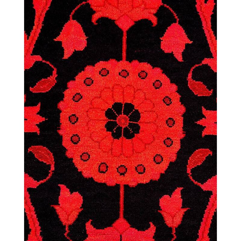 Overton Hand Knotted Wool Vintage Inspired Modern Contemporary Overdyed Red Area Rug - 6' 3" x 9' 5"