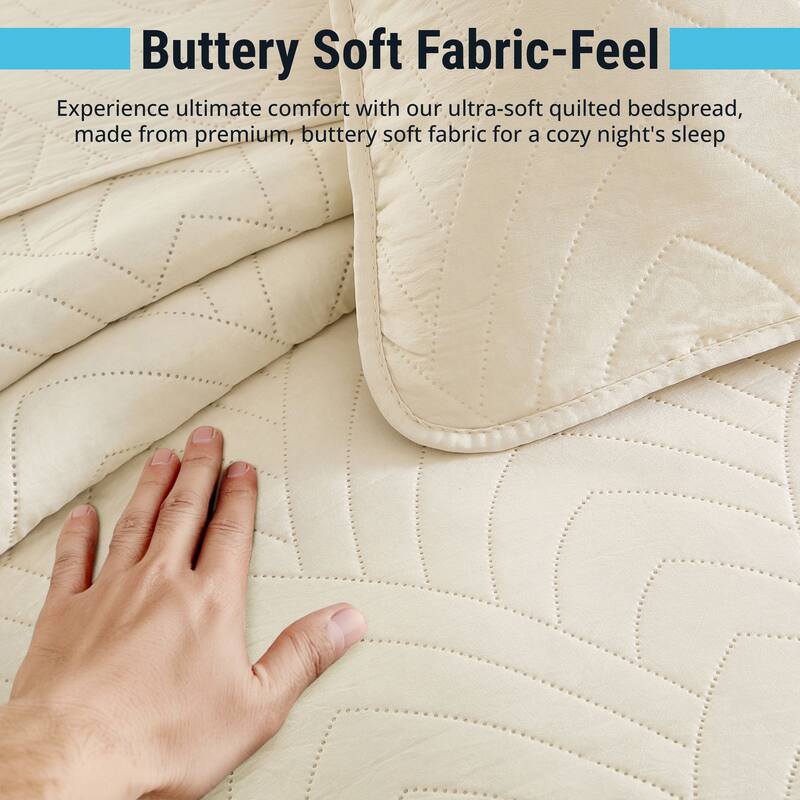 HLC.ME Weston - 3 Piece Size Quilt Set, Lightweight Bedspread Coverlet Set.
