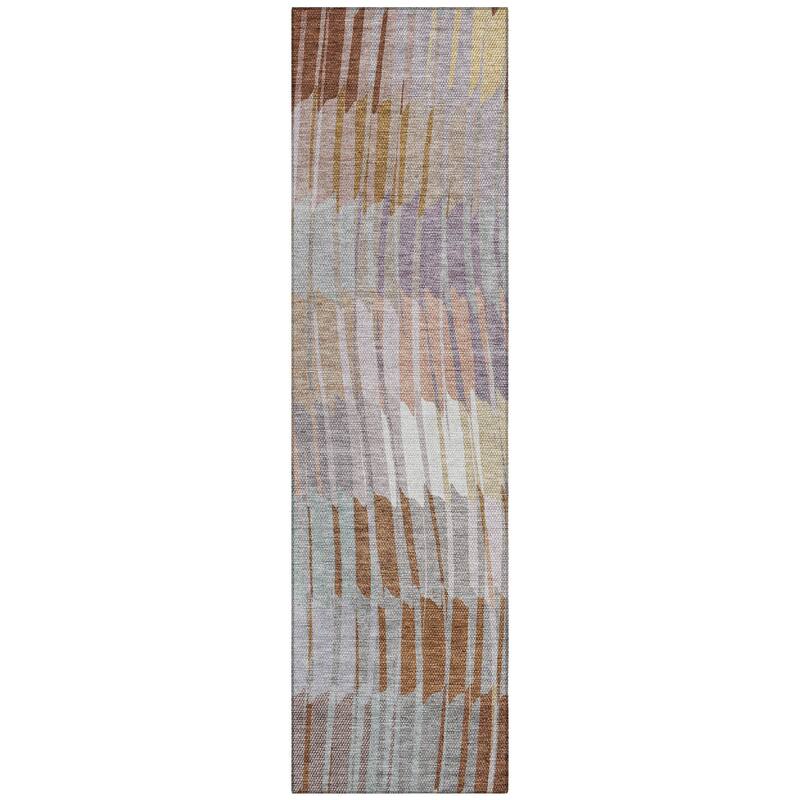 Machine Washable Indoor/ Outdoor Casual Stripe Chantille Rug