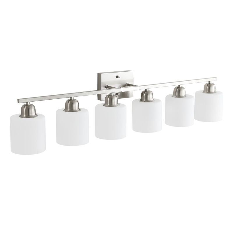 Modern Bathroom Vanity Light With Frosted Milk Glass Shades