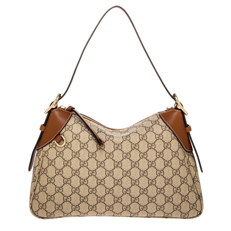 Gucci GG Emblem Medium Shoulder Bag - Beige and Dark Brown