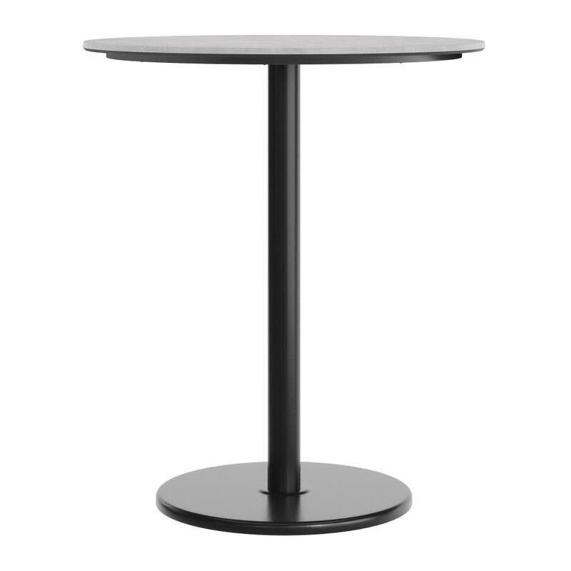 Commercial HPL Tabletop with Bar Height Round Base - 36"W x 36"D x 42"H