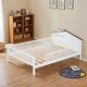 preview thumbnail 1 of 14, Full Size Wood Platform Bed with House-shaped Headboard,LED & Storage