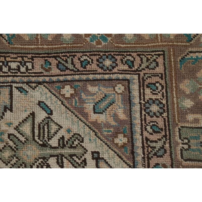Geometric Tabriz Vintage Persian Area Rug Handmade Peach Wool Carpet - 6'5" x 9'5"