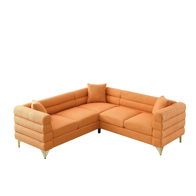 Living Room L-shaped Sectional Sofa Teddy Fabric Corner Couch