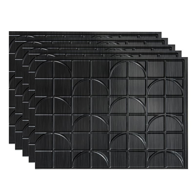 FASÄDE Crescent Decorative Vinyl Backsplash Panel - 5 Pack - Brushed Onyx
