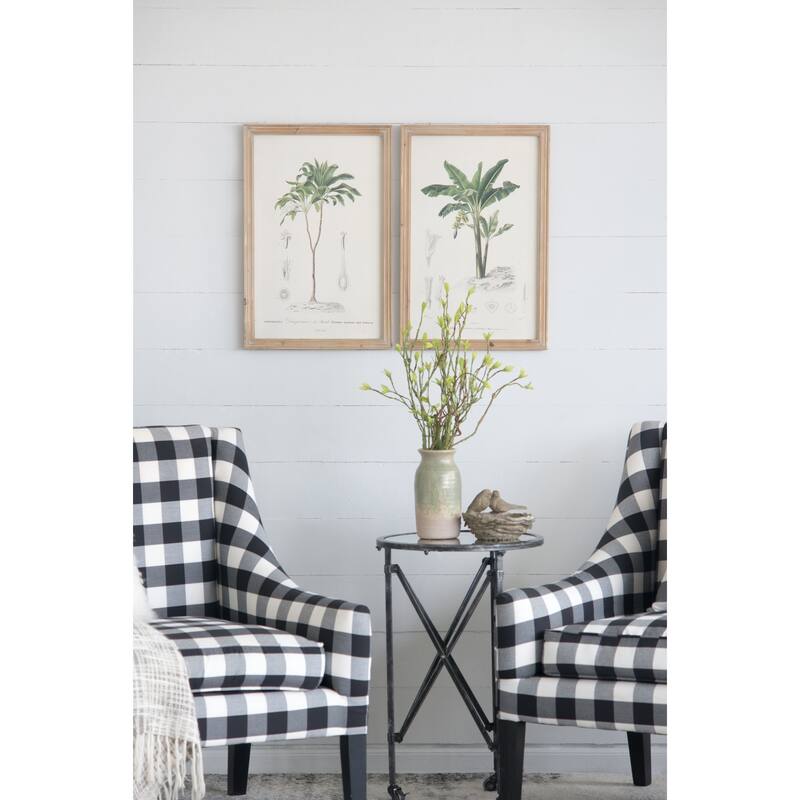 Modern Botanical Print Wall Decor Rectangular Wall Decor with Fir Wood, for Livingand Dining Room 2-Piece - Mint