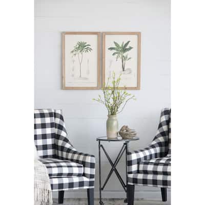 Modern Botanical Print Wall Decor Rectangular Wall Decor with Fir Wood, for Livingand Dining Room 2-Piece