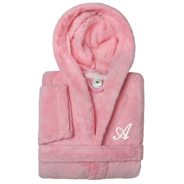 slide 2 of 71, Sweet Kids 100% Polyester SUPER PLUSH Double Brushed Hooded Bathrobe with White Script Monogram A - Large