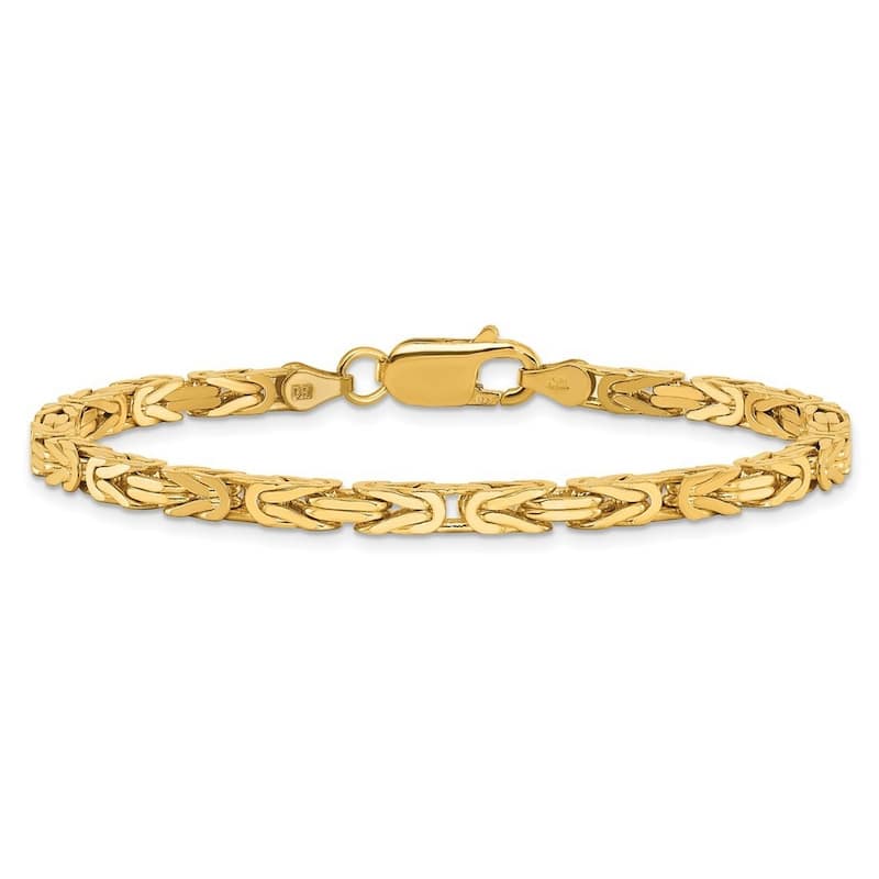 Curata 14k Yellow Gold Solid 7" or 8" 3.25mm Squared Byzantine Chain Bracelet for men and women