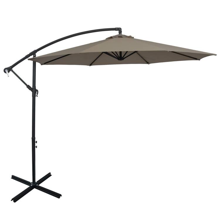 10ft Cantilever Patio Umbrella with Crank and Cross Base - Brown