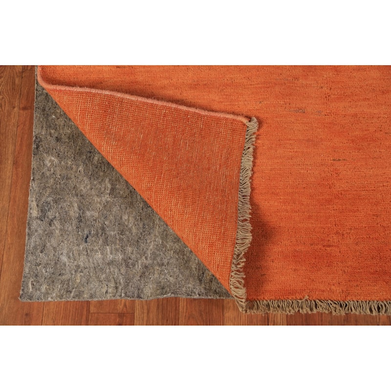 Orange Gabbeh Modern Rug Hand-Knotted Contemporary Wool Carpet - 3'10" x 5'10"