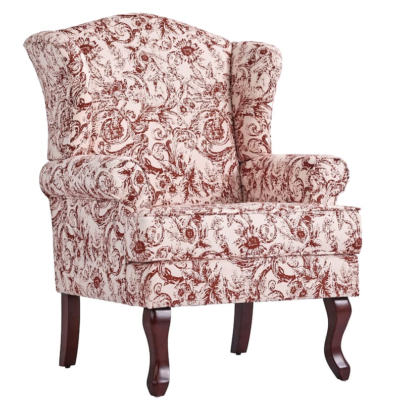 Elegant Living Room Wing Back Arm Chair Upholstered Accent Chair