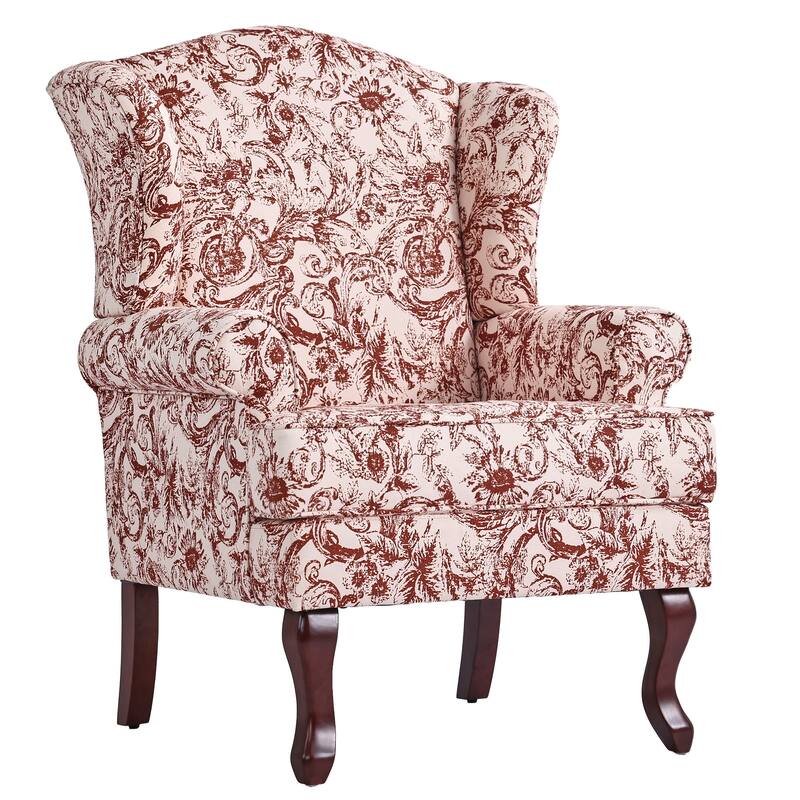 Set of 2 Elegant Living Room Wing Back Arm Chair Upholstered Accent Chair