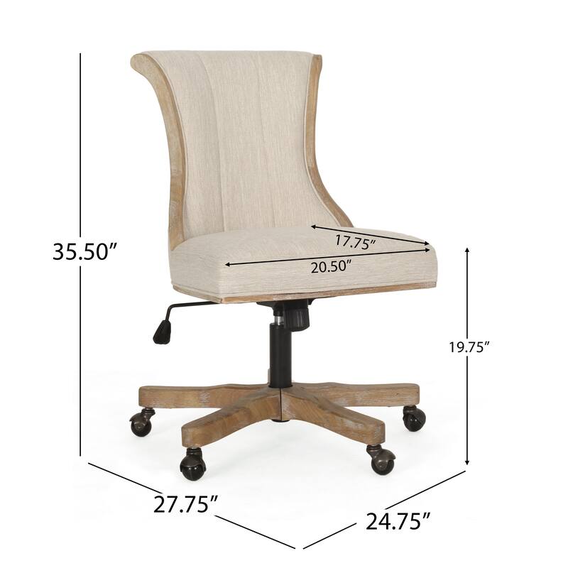 Coulee Upholstered Roll Back Swivel Office Chair by Christopher Knight Home - 24.75" L x 27.75" W x 35.50-40.00" H