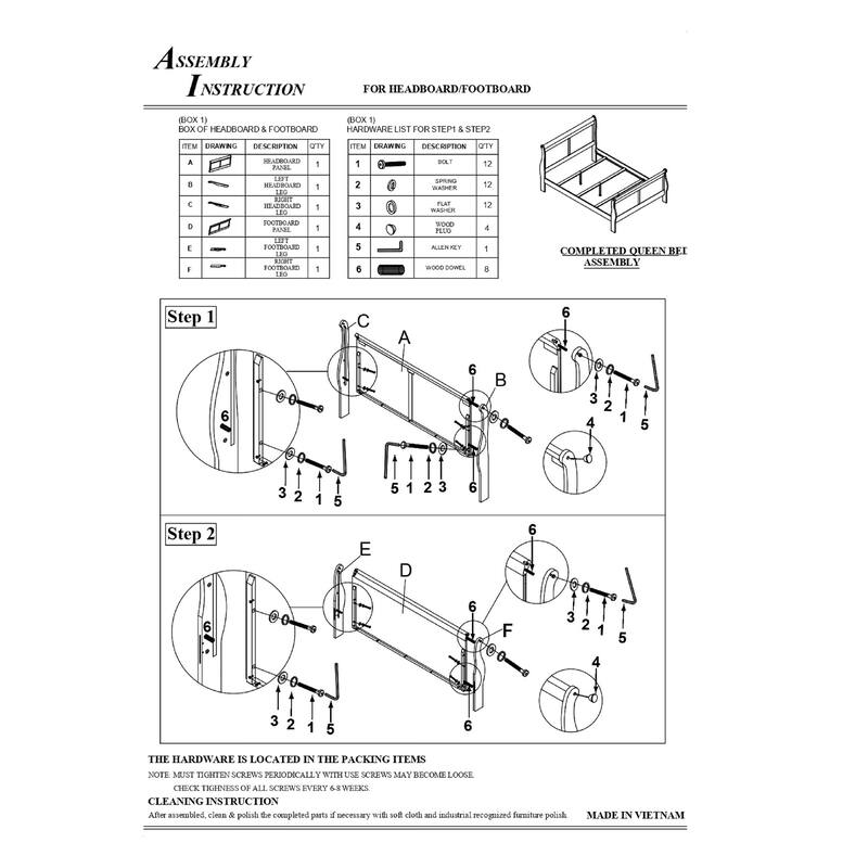 Black Finish Queen Size Panel Sleigh Bed Solid Wood Bedroom Furniture