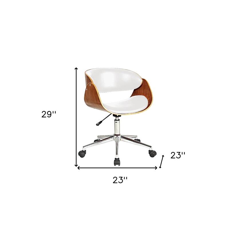 Brown White and Silver Adjustable Height Swivel Rolling Office Chair