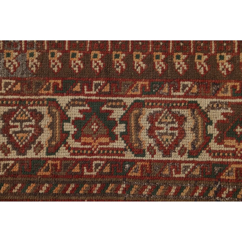 Tribal Qashqai Persian Vintage Area Rug Hand-Knotted Wool Carpet - 7'0"x 9'10"