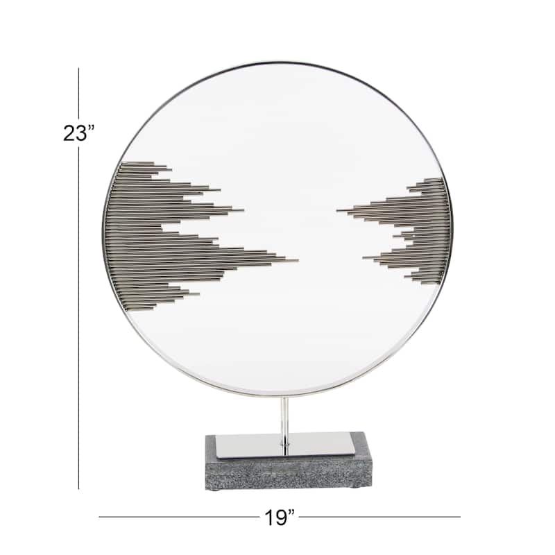 Black Stainless Steel Metal Geometric Decorative Sculpture with Stand - 19 x 4 x 23