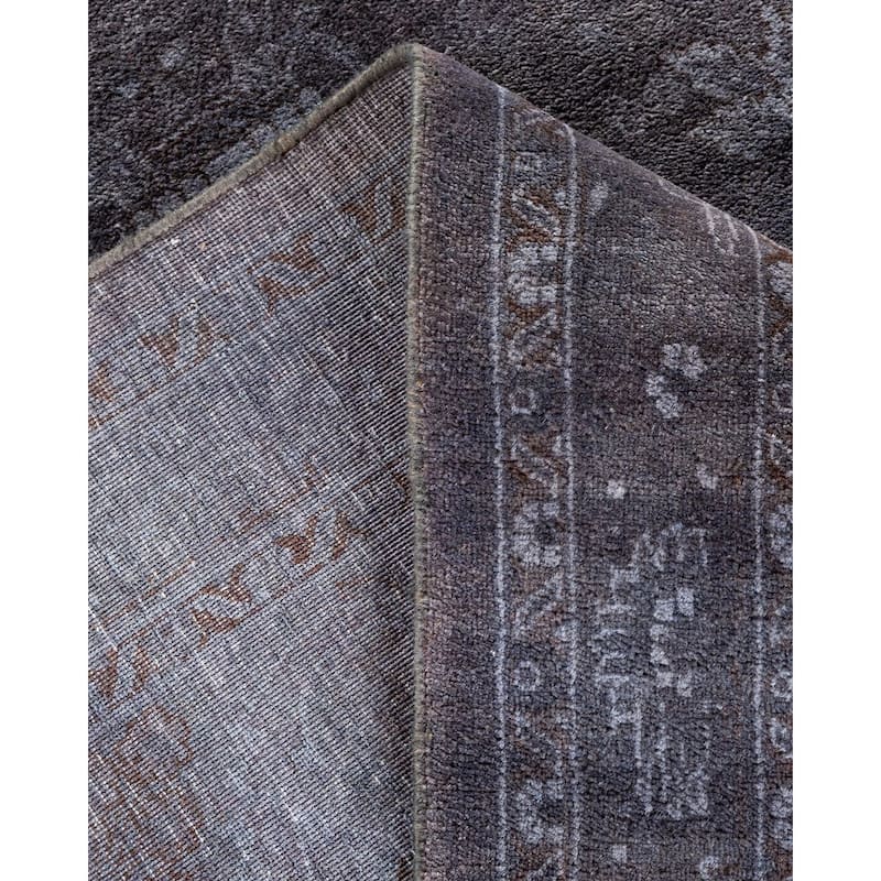 Overton Hand Knotted Wool Vintage Inspired Modern Contemporary Overdyed Purple Area Rug - 9' 1" x 12' 3"