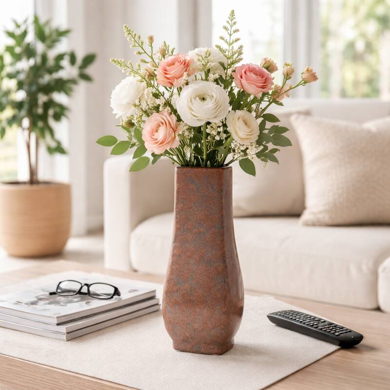 Decorative Vase - Brown/Red Ceramic Modern Flared