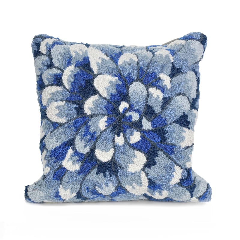 Liora Manne Frontporch Mum Indoor/Outdoor Pillow Blue 18" Square