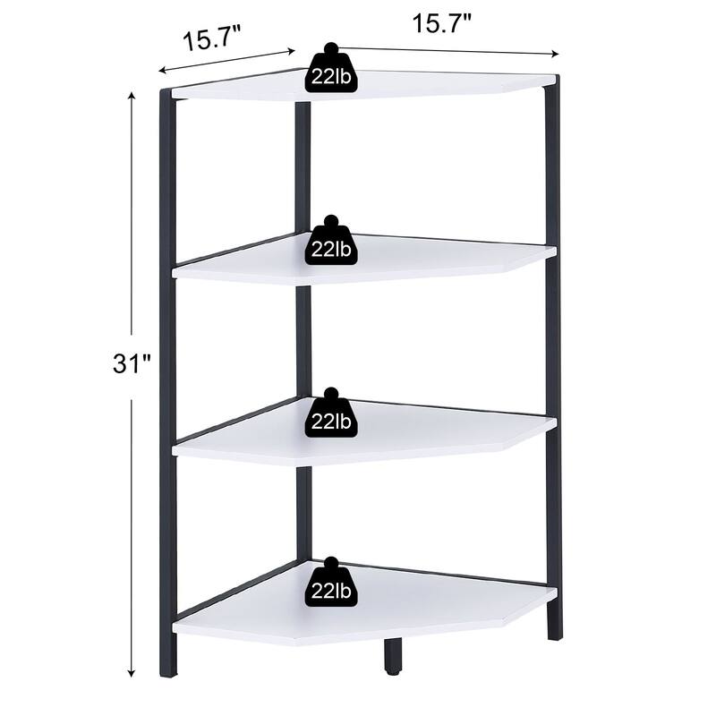 VECELO 4-Tier Polygonal Corner Shelf for Small Spaces