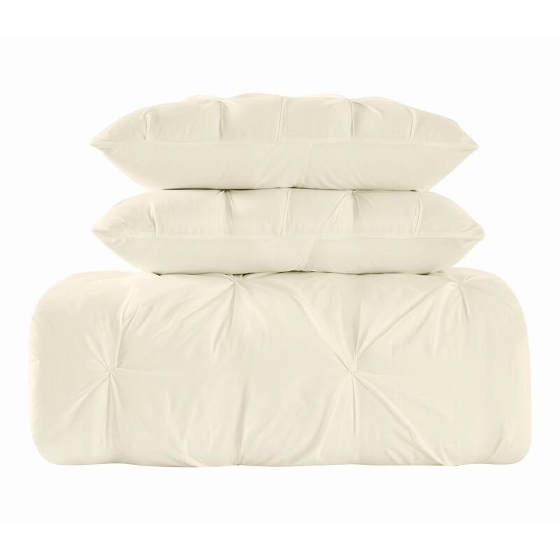 Truly Soft Pinch Pleat Solid 3 Piece Duvet Set