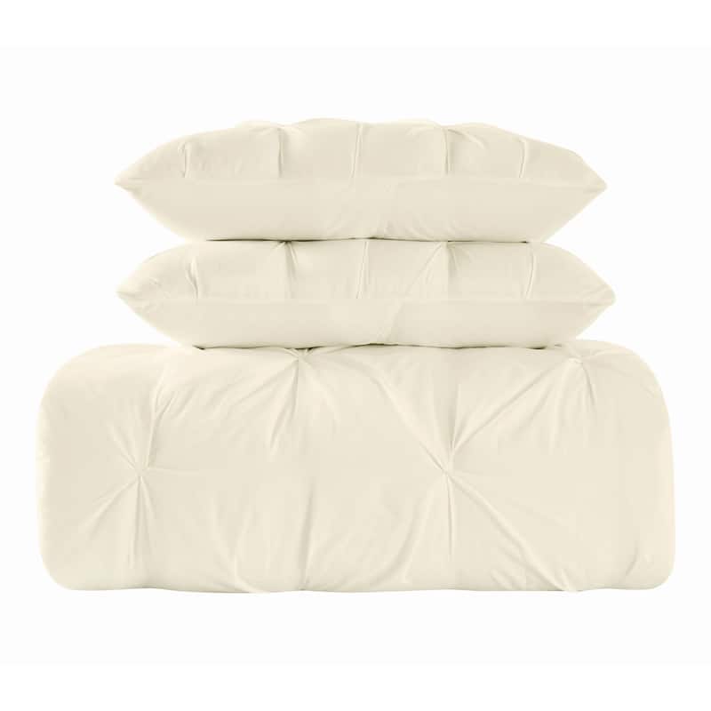 Truly Soft Pinch Pleat Solid 3-piece Microfiber Comforter Set