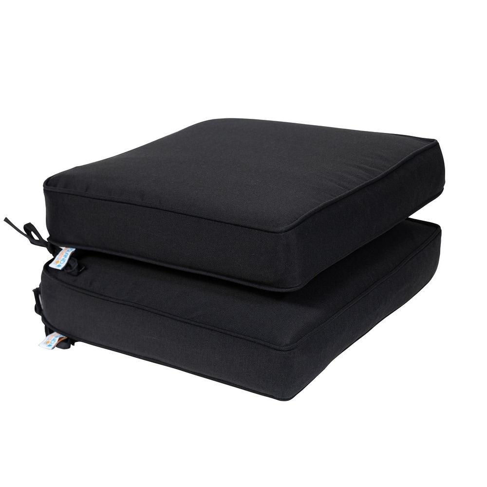 Island Retreat All-Weather Outdoor Solid Color Seat Cushion (Set of 2) - 18.5-in L x 16-in W x 3-in D